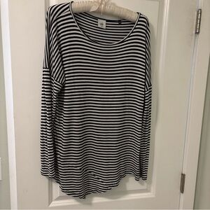 CAbi Navy and White Striped Long Sleeve Top